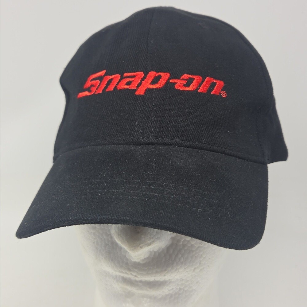 Snap On Minimal Embroidered Dad Hat Black Adjustable Cotton